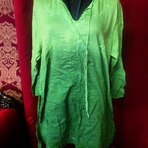 Green Bohemian Tunic Festival Top